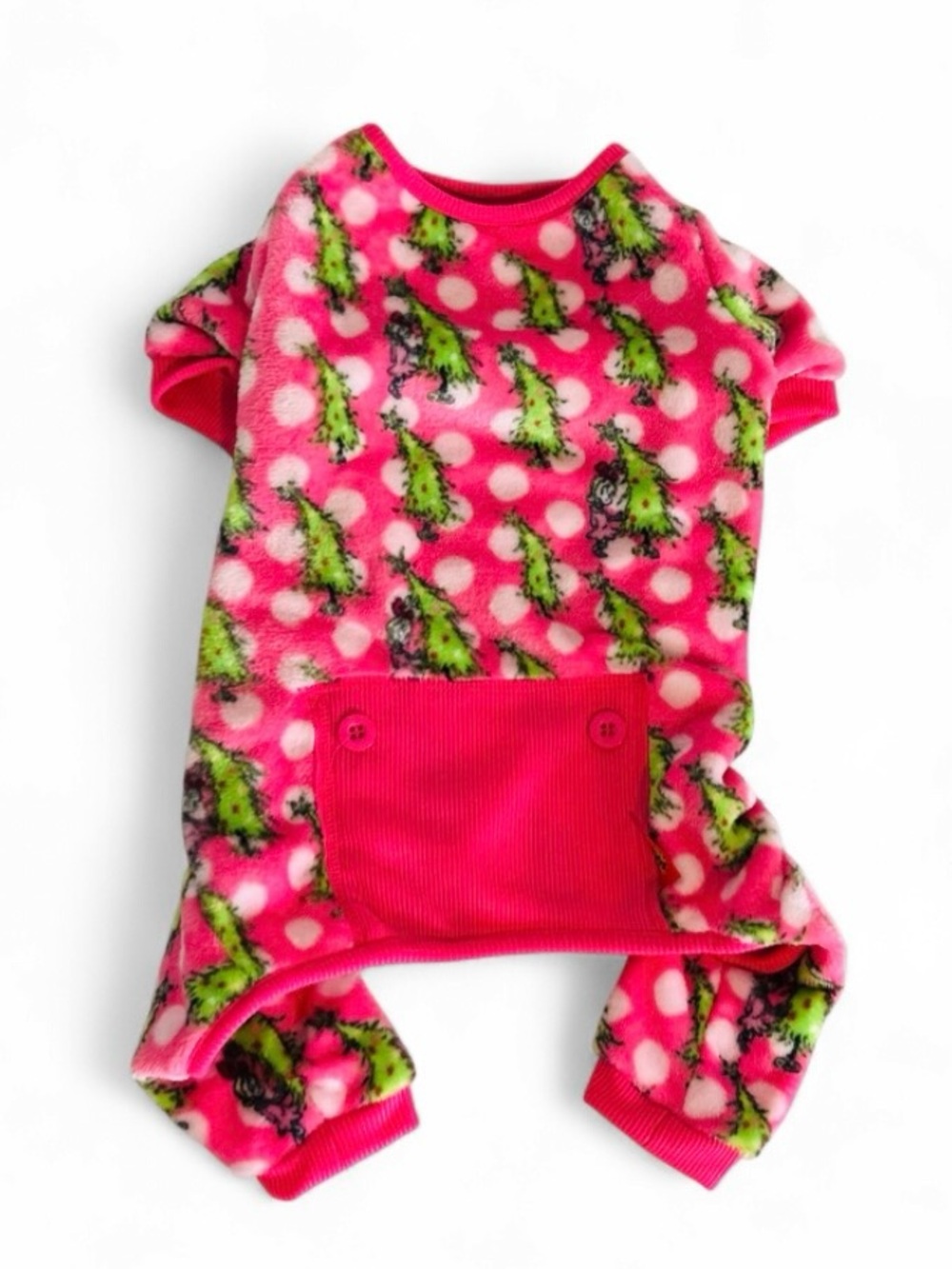 The Grinch Cindy Lou Who Pet Pajamas Pink Christmas Tree Dog Costume PJs Size M